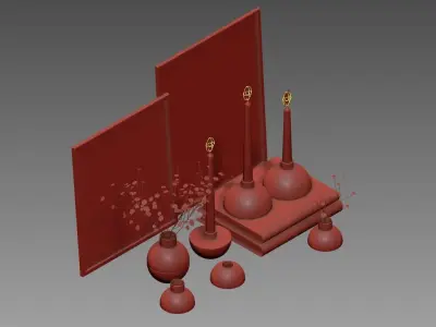 set1252 chinese vase set 3D model