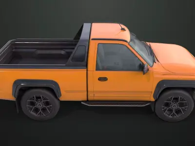 Pickup Truck01 Orange Rigged All PBR Unity UE Textures Low-poly 3D model