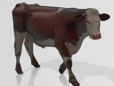 White and Brown Cow 3D Printable Model STL OBJ 3D print model