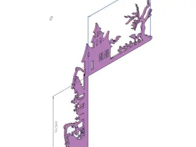 Halloween Castle and Graves Door Corner Decoration Free 3D print model
