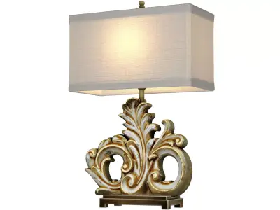 Rustic Distressed Nightstand Table Lamp Carved Wood Sculptural  3D model