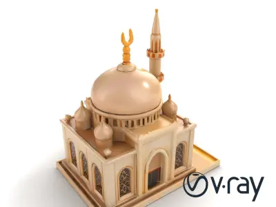 Stylized Mosque Crescent Dome Stone Texture model pack Low-poly 3D model