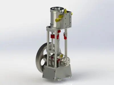 A SIMPLE 1  CYLINDER VERTICAL STEAM ENGINE WITH SLIDE VALVE 3D model
