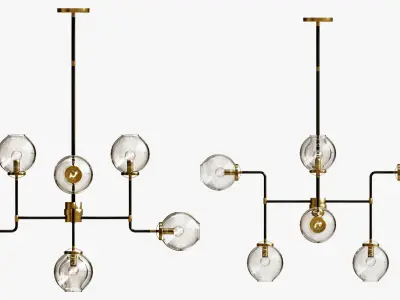 bistro globe clear glass chandelier 8 3D model