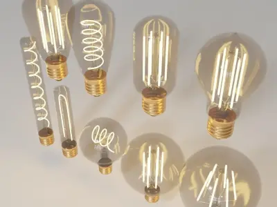 industrial light led bulb collection 3D model