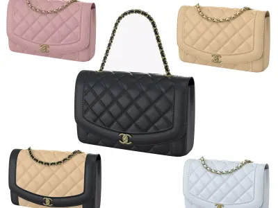 Vintage Medium Diana Flap Bag 3D Model Pack