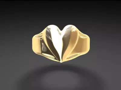 Luxury Gold Ring Heart 3D print model