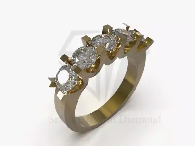 Elegant 5-Stone Diamond Ring Design jr00342 3D print model