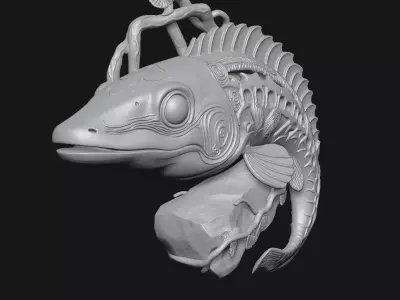 Fish sculpture 3D print model