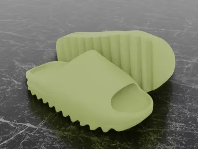 ADIDAS YEEZY SLIPPER - GREEN Low-poly 3D model