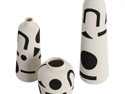 Set 3 Funky Vase 3D model
