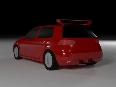 Modified Volkswagen golf for mobile games Low-poly 3D model