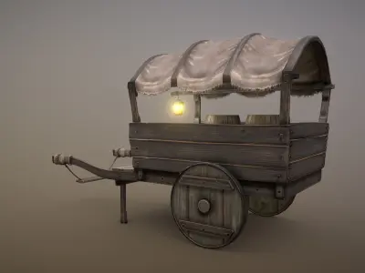 Medieval Village Fantasy Cart Low-poly 3D model
