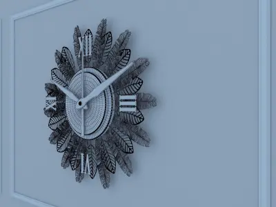 Decorative Metal Clock plants with gold   M 14 3D model