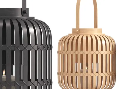 NATURAL BAMBOO HURRICANE LANTERN 3D model
