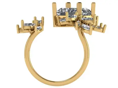 flower shape open concept with elongated radiant luxury ring  3D print model
