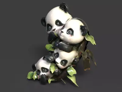 Chinese panda figure  Low-poly 3D model