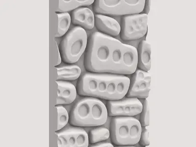 Fortress Rough Stone Wall Section 3D model