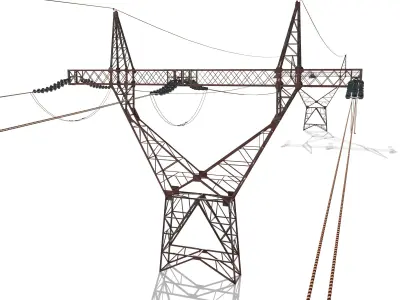 Electricity Pole 22 Weathered Low-poly 3D model