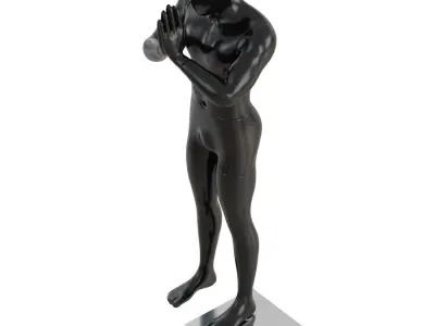 Black male mannequin presses palms 64 3D model