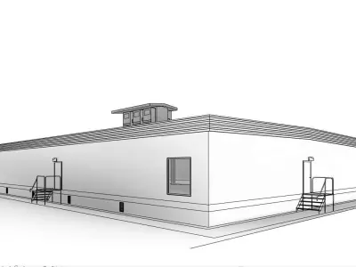 Modular Warehouse Prefabricated Building 3D Model with textures  Low-poly 3D model