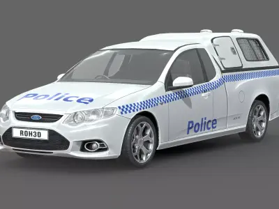 Ford Falcon FG UTE Police 2011 Low-poly 3D model