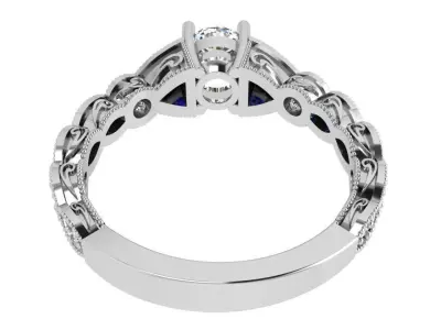 Round Diamond Milgrain Ring 3517 3D print model