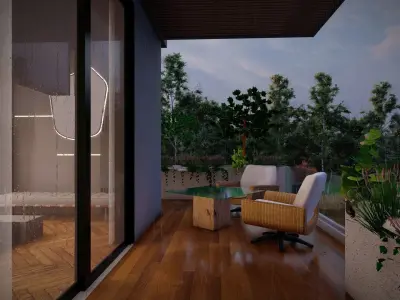 Luxury Bedroom Interior With Balcony Garden  3D model