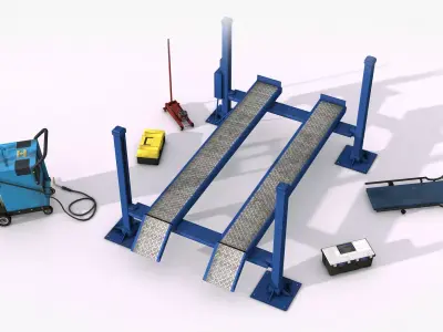 Auto Repair Shop Lowpoly Car Service 3D Models Collection Low-poly 3D model