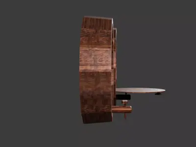 Vintage Keg Shaped Wall Bar with Glassware 3D model