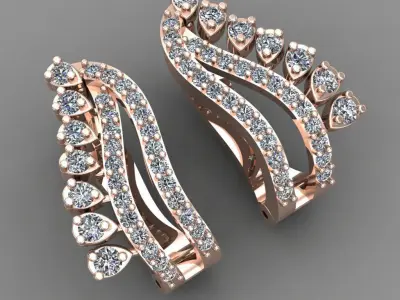Rose Gold Diamond Women Earring 3D print Model 3D print model order