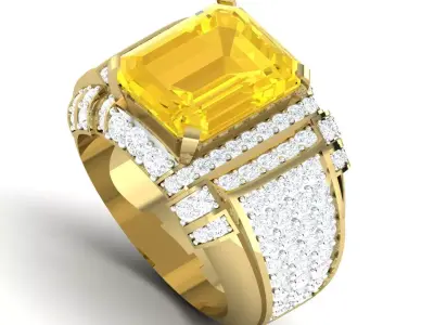 Luxury Diamond Ring For men 3D model