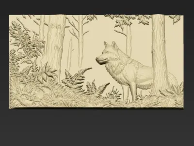 A Wolf in the Forest A124 3D print model