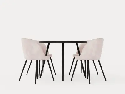 Pelle Food Group 100 Cm Round With 4 Valerie Chair Low-poly 3D model