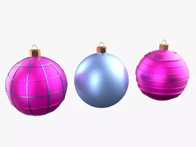 Christmas Tree Ornament Set3 - Pink LightBlue Low-poly 3D model