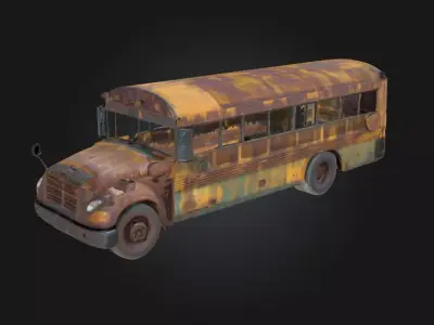 Abandoned School Bus  Haunting Relic of Forgotten Roads 3D model