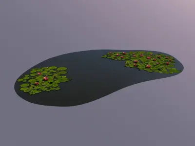 Pond with lily pads Low-poly 3D model