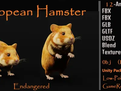 European Hamster Low-poly 3D model