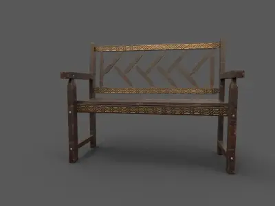 Street Bench Pack 22 Low-poly 3D model