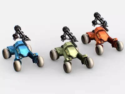 Sci-Fi Futuristic Vehicle Car with Minigun Low-poly 3D model