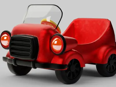 Toon Style Red Toy Car 3D model