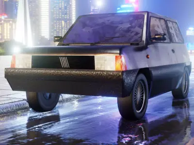 Old Fiat Car Low-poly 3D model