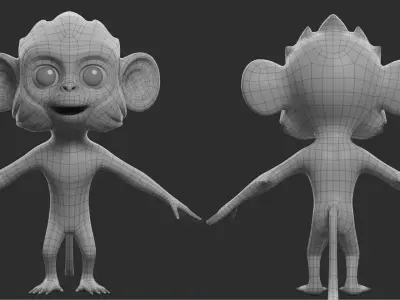 Monkey Cartoon II Low-poly 3D model