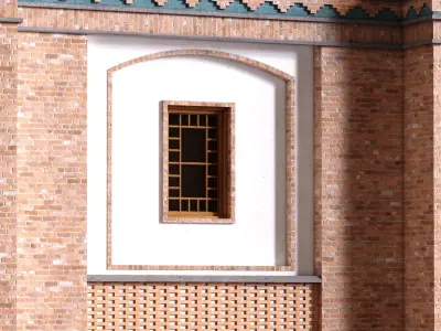 arabic exterior facade element set 810 Low-poly 3D model