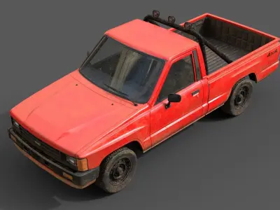 Toyota Hilux 1983-1988 pickup Game Ready Low-poly 3D model