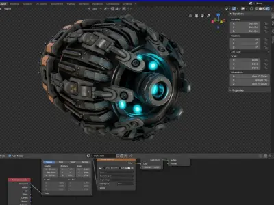 sci fi Machine Parts - Cyberpunk design - PBR 3D Model Collection