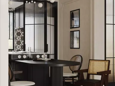 Luxury living room dining room interior scenes 16 3D model