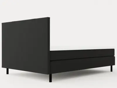 Happy Continental Bed 140x200cm Black Low-poly 3D model
