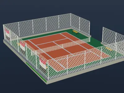  Tennis Court - Egypt Low-poly 3D model