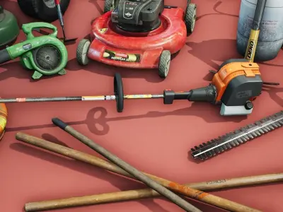 Lawn and Garden Tools Pack Low-poly 3D model